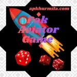 Pak Aviator Game logo from apkhurmila.com featuring a colorful rocket and three red dice on a black background.