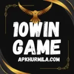10Win Game logo featuring a golden eagle and white distressed typography on a black and gold background with the website link apkhurmila.com.