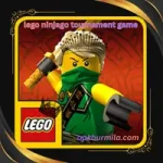 LEGO Ninjago tournament gamegreen ninja holding golden weapons in a fighting pose