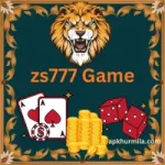 ZS777 Game banner with lion logo, playing cards, dice, and gold coins