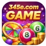 345e.com Game colorful icon with roulette wheel, number balls, and gold coins