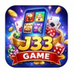 J33 Game mobile app icon showing colorful gaming design with coins, dice, and smartphone interface.